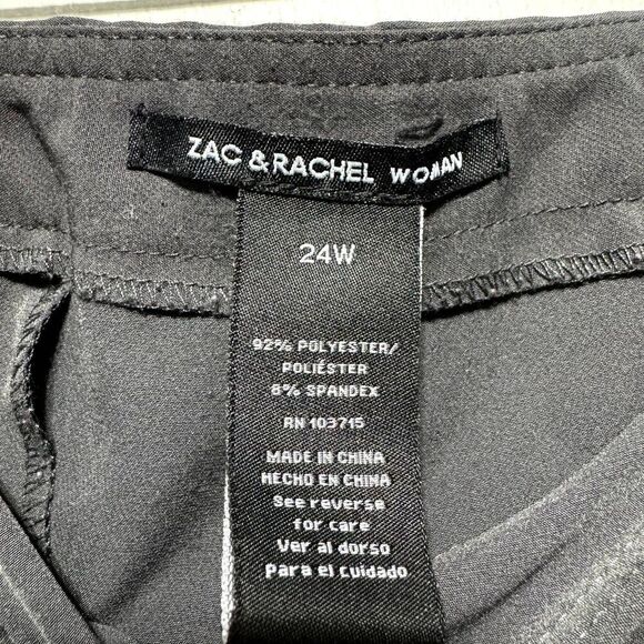 Zac & Rachel Pants Gray Work Career Tapered Leg High Rise Business Women sz 24W - Picture 3 of 4